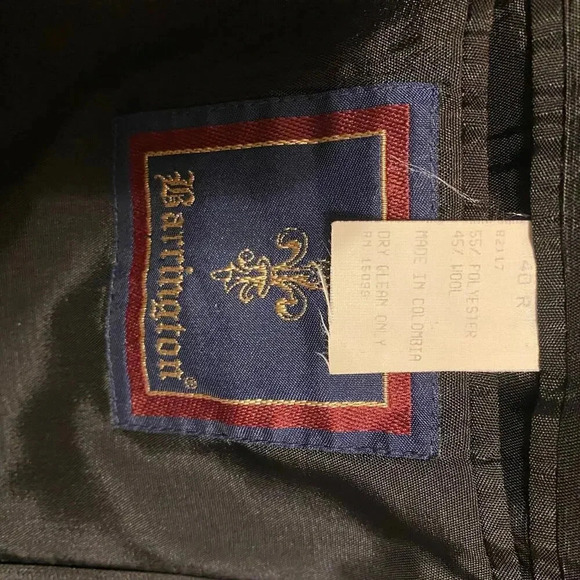 Barrington Black Blue Striped Wool Blend 2 Button Blazer Suit Men's 40R pockets - Picture 4 of 7